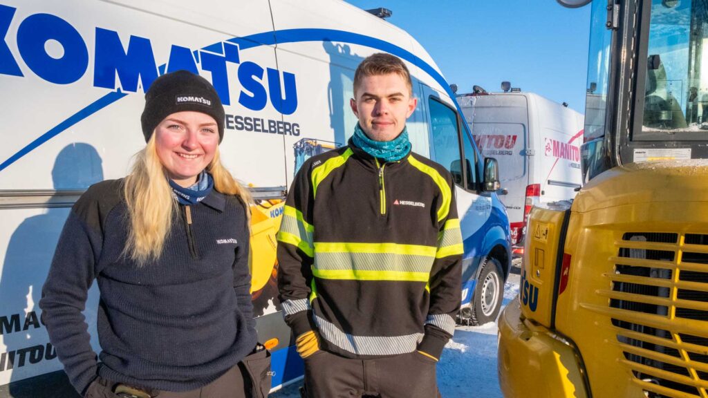 Victoria Ejersbo og Simen Sandviken - utemekanikere hos Hesselberg